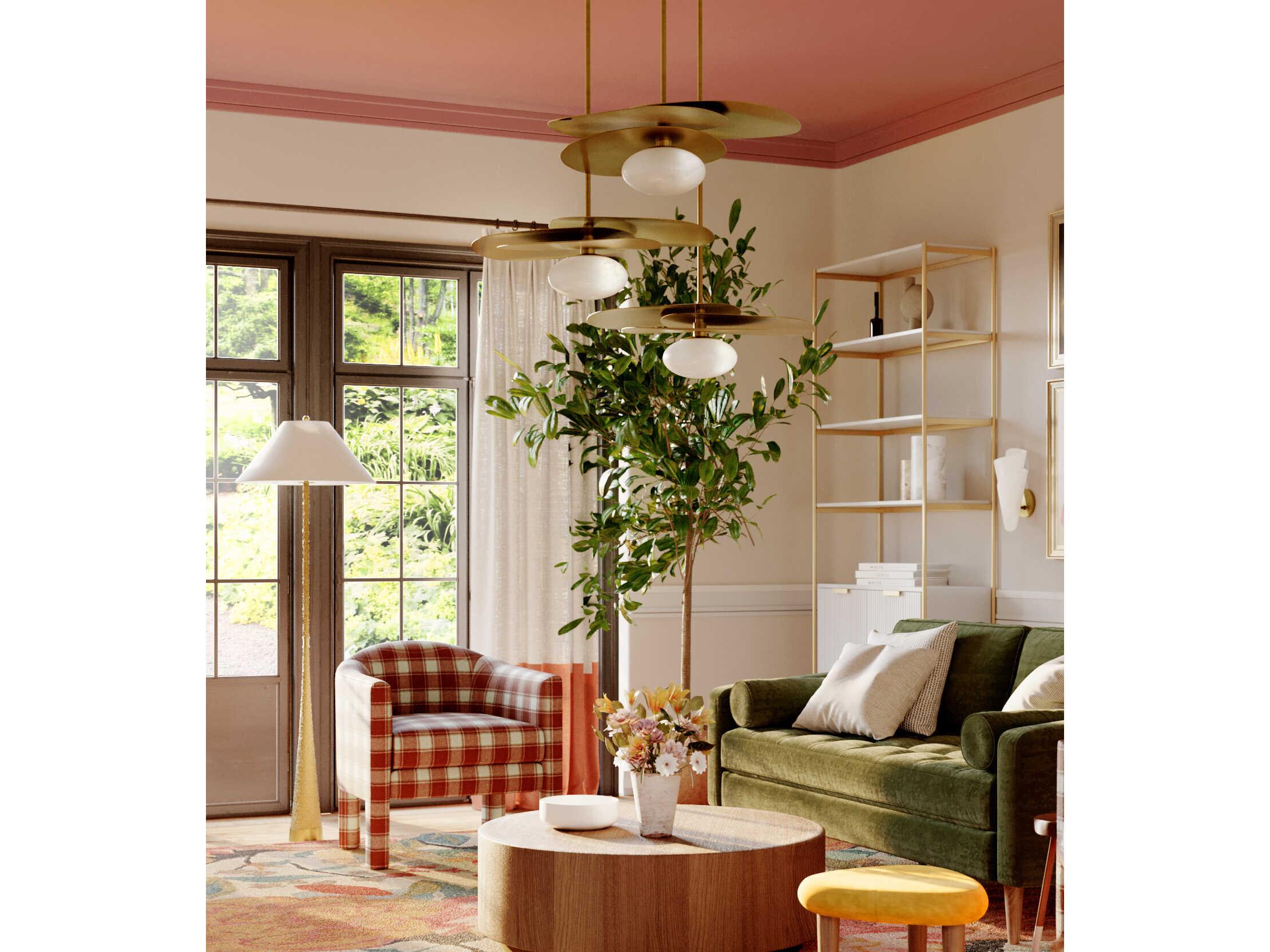 Mitzi Indie Aged Brass White Linen Floor Lamp