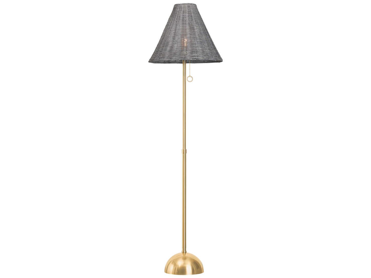 Mitzi Destiny Aged Brass Gray Natural Wicker Floor Lamp