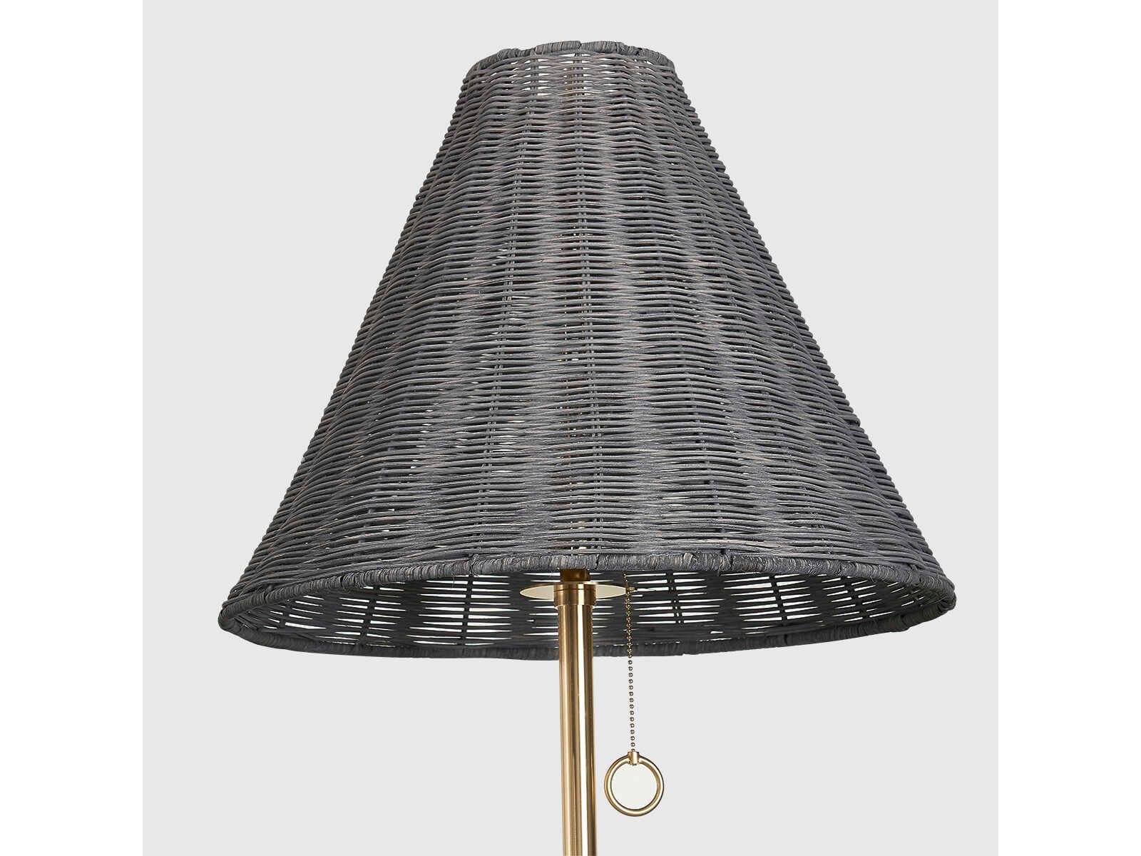 Mitzi Destiny Aged Brass Gray Natural Wicker Floor Lamp