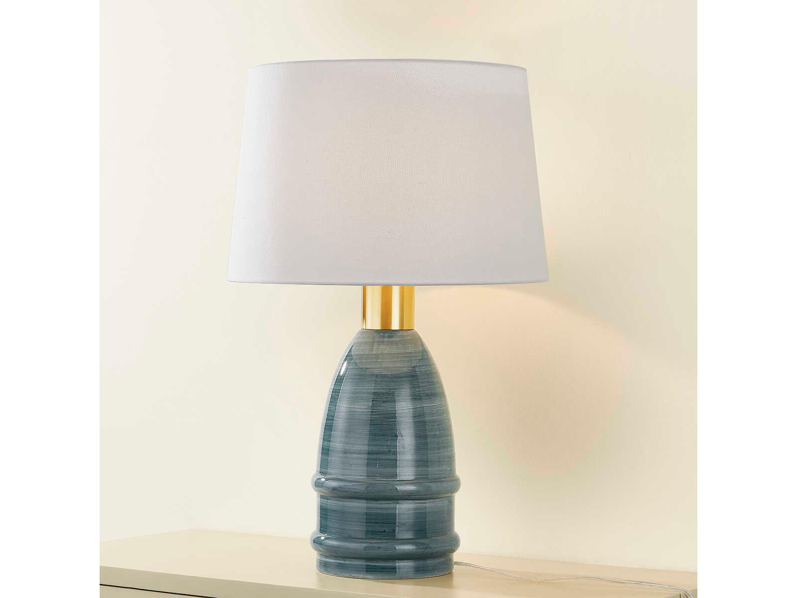 Mitzi Tenley Aged Brass Ceramic Inchyra Blue Buffet Lamp