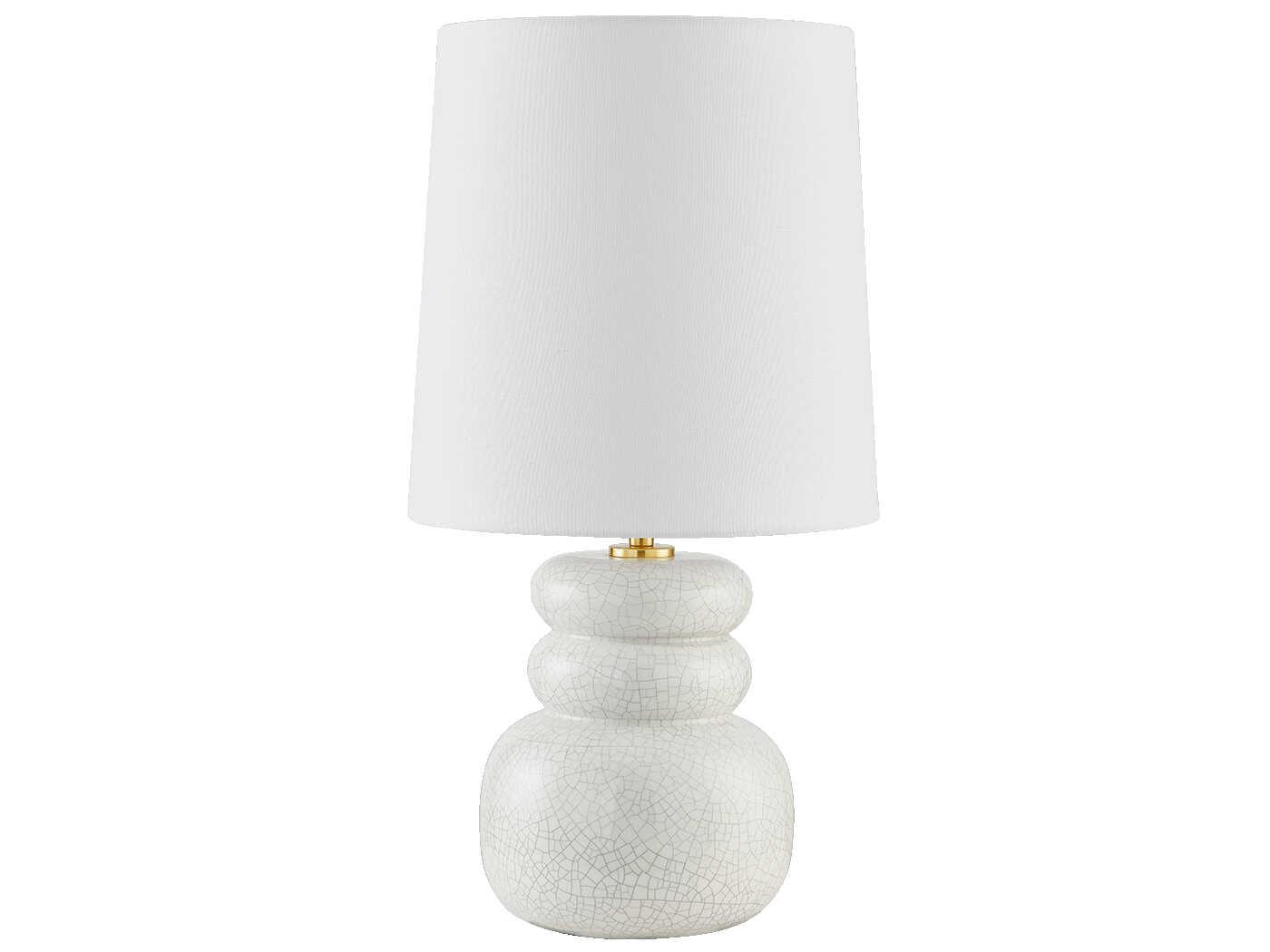 Mitzi Corinne Aged Brass Ceramic Peignoir Crackle White Table Lamp