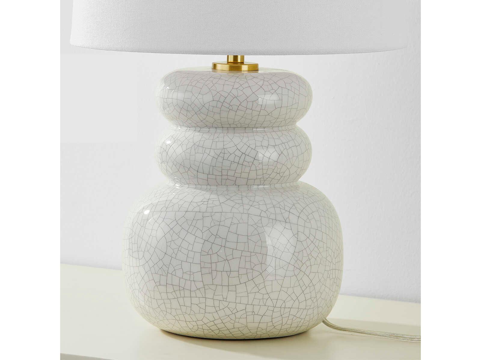 Mitzi Corinne Aged Brass Ceramic Peignoir Crackle White Table Lamp
