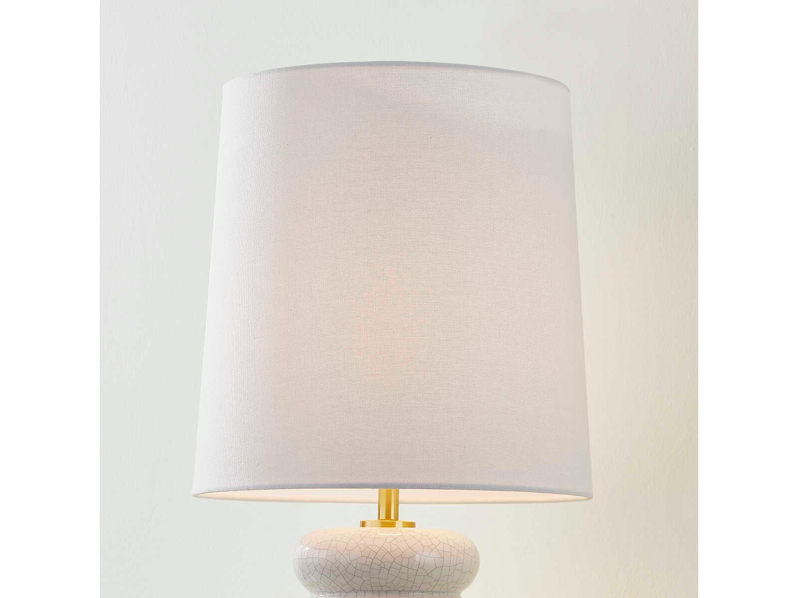 Mitzi Corinne Aged Brass Ceramic Peignoir Crackle White Table Lamp