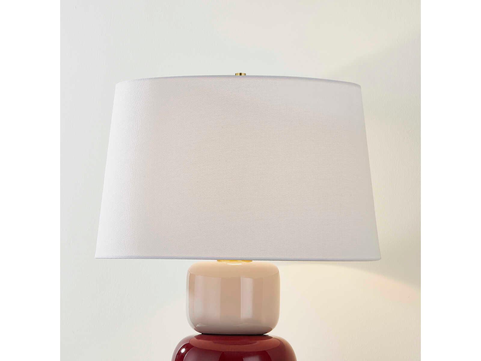 Mitzi Batya Aged Brass Ceramic Bordeaux Blush Red Table Lamp