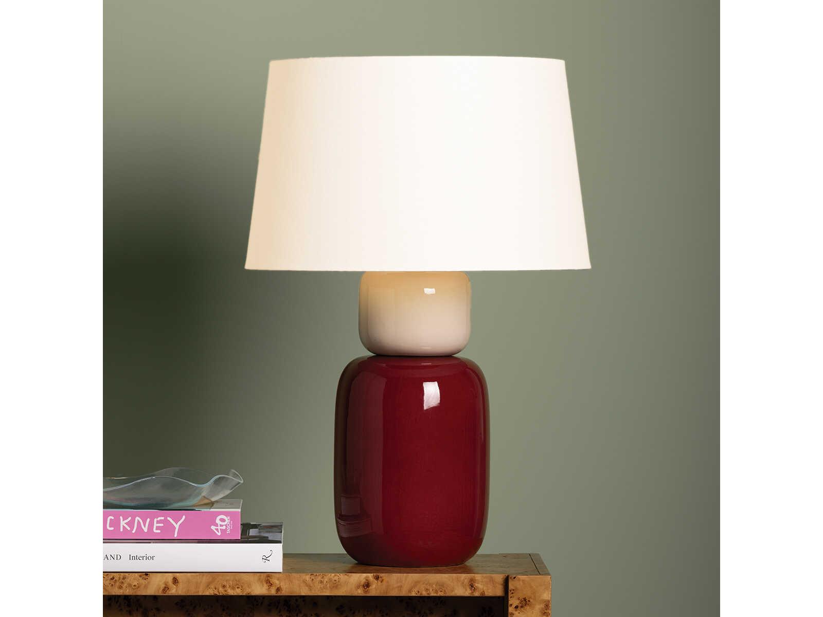 Mitzi Batya Aged Brass Ceramic Bordeaux Blush Red Table Lamp