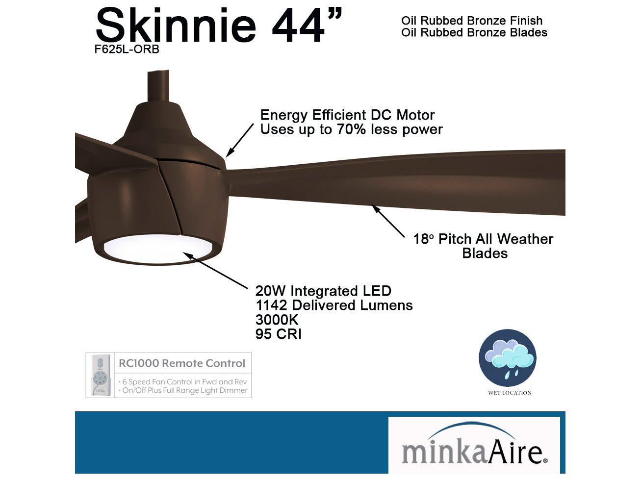 Minka-Aire Skinnie 1 - Light 44" LED Outdoor Ceiling Fan