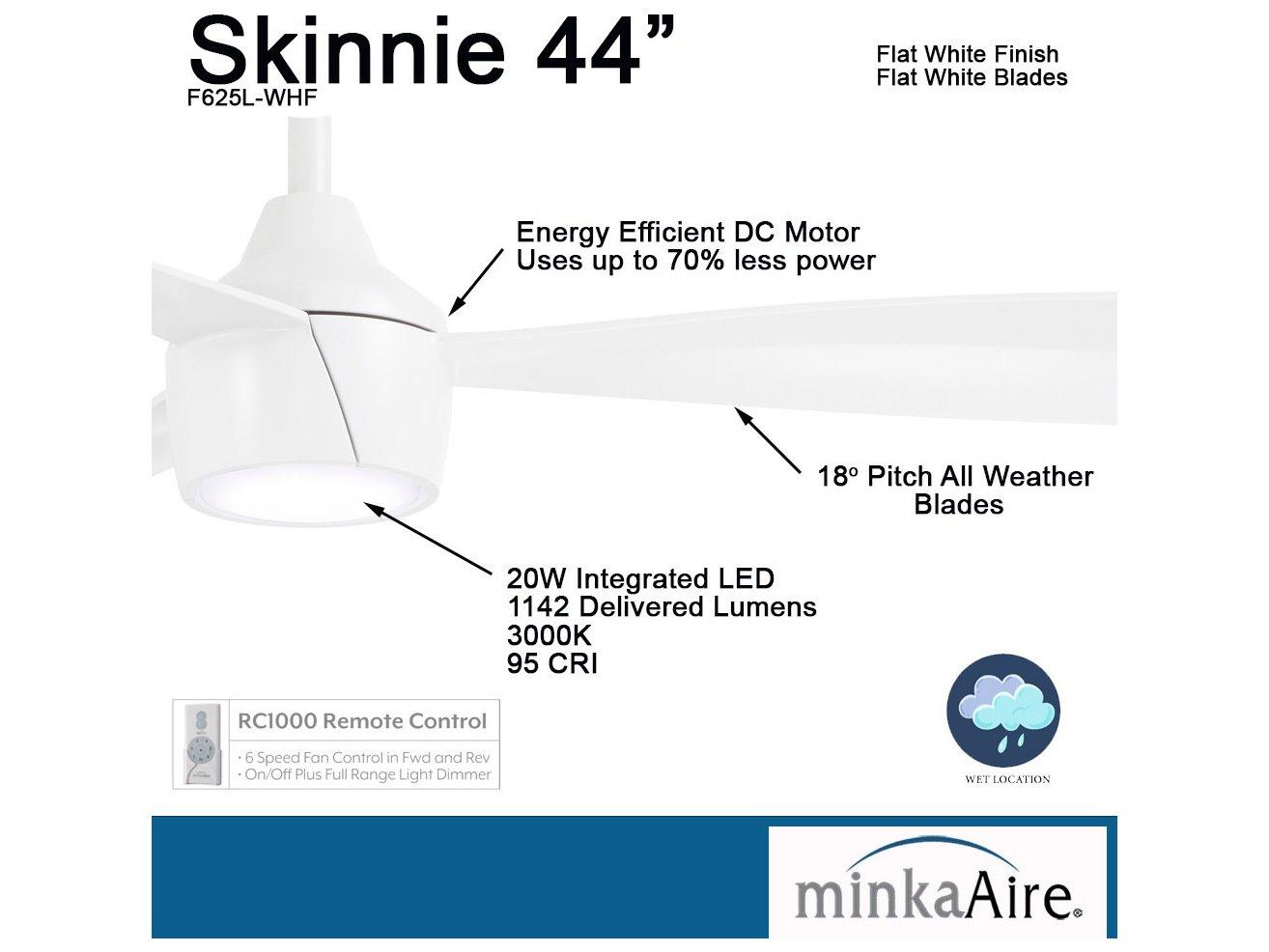 Minka-Aire Skinnie 1 - Light 44" LED Outdoor Ceiling Fan