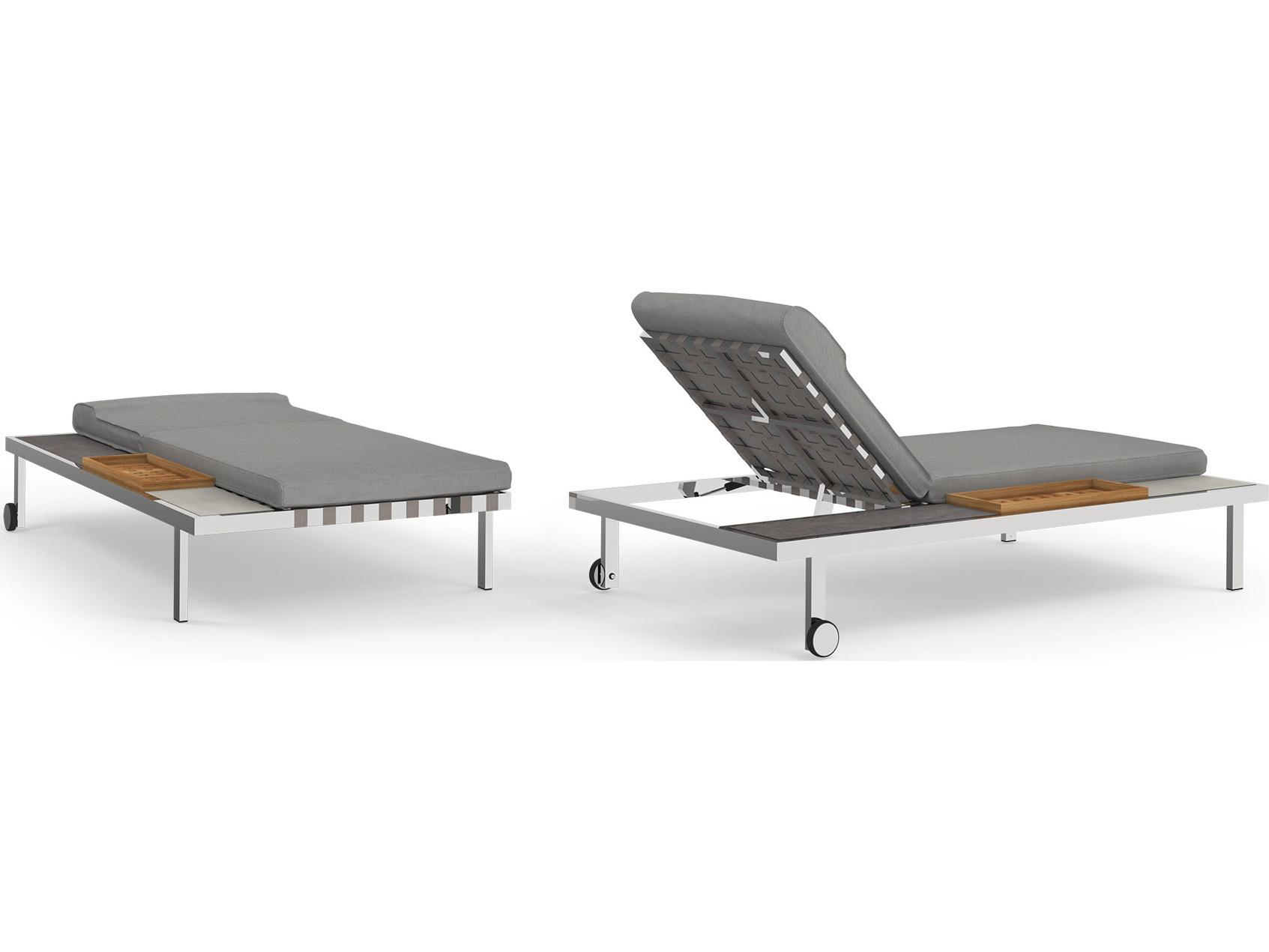 MamaGreen Albatross Stainless Steel Multi-Location Sunbed Outdoor Chaise Lounge with Side Tray