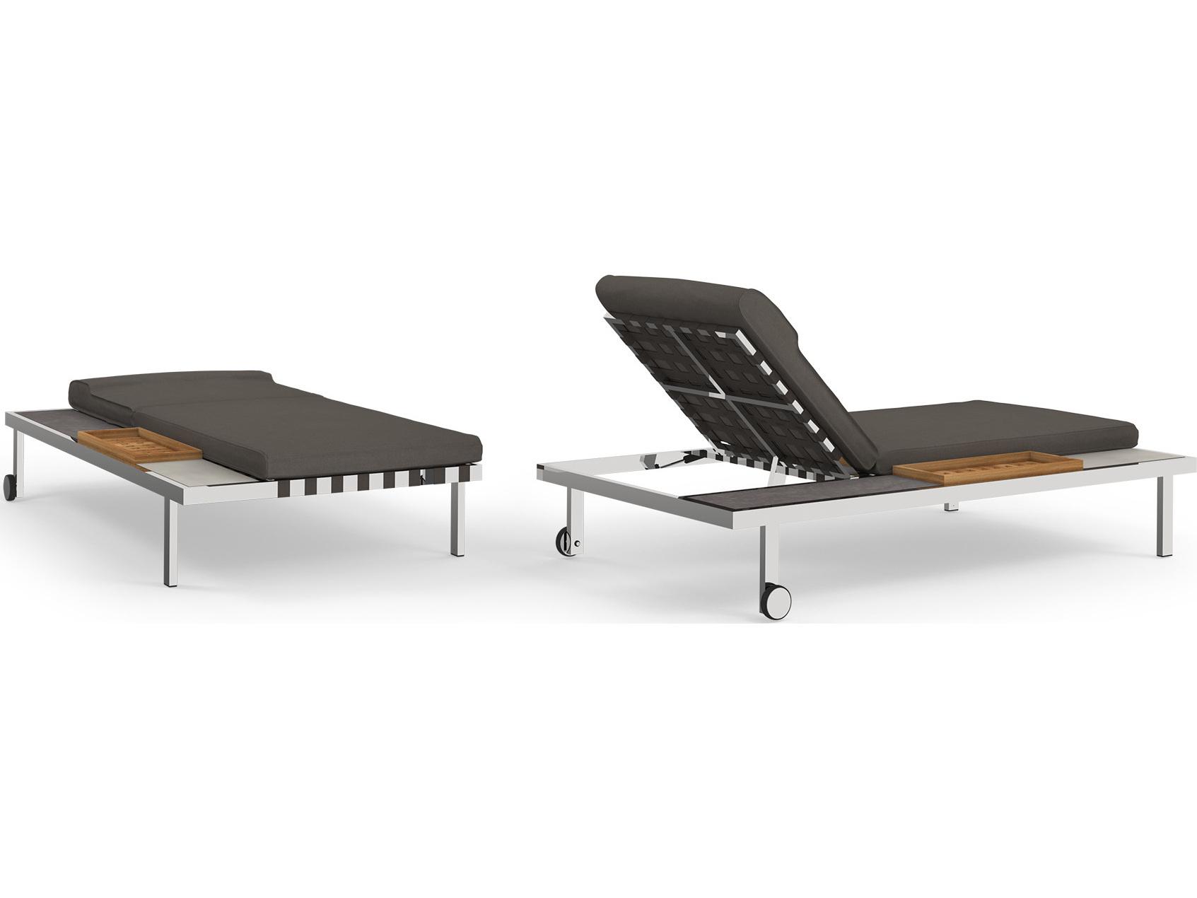 MamaGreen Albatross Stainless Steel Multi-Location Sunbed Outdoor Chaise Lounge with Side Tray