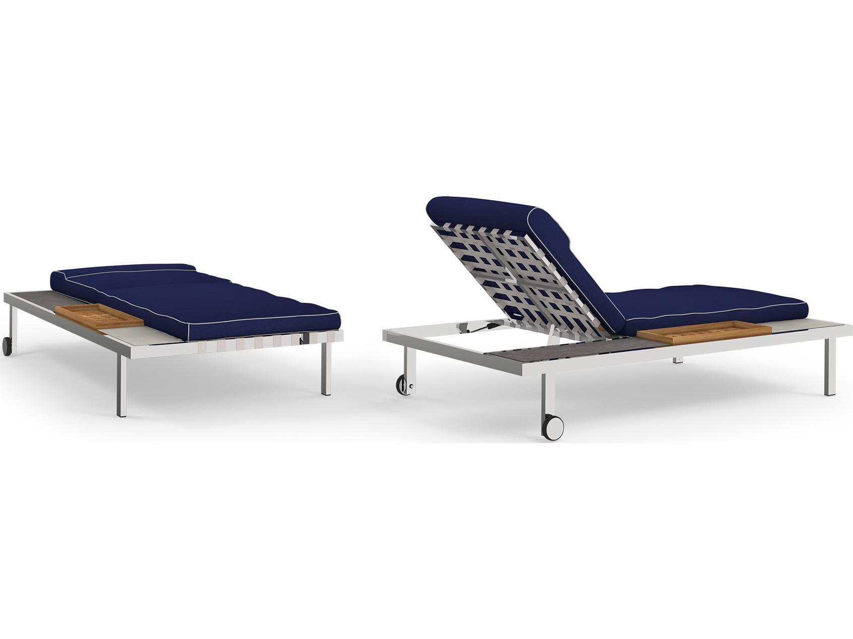 MamaGreen Albatross Stainless Steel Multi-Location Sunbed Outdoor Chaise Lounge with Side Tray