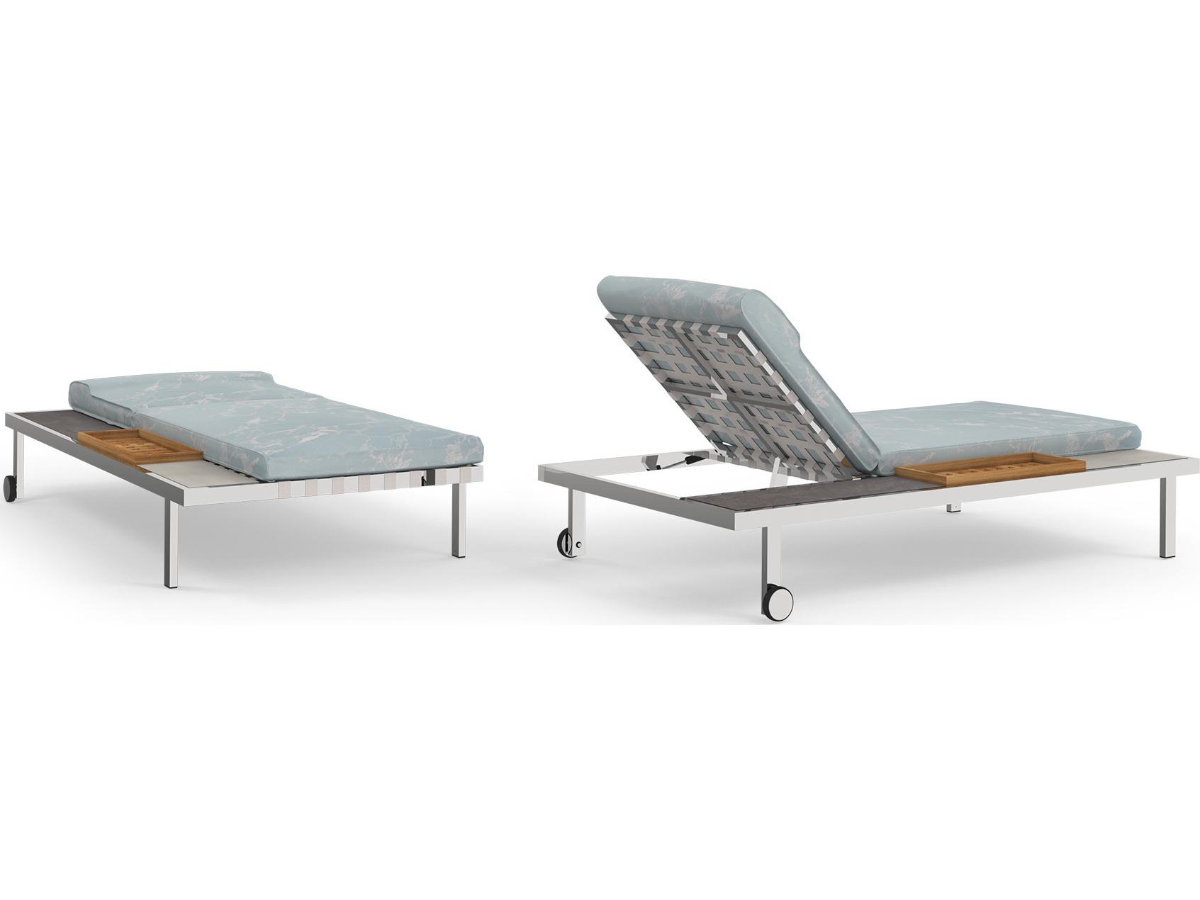 MamaGreen Albatross Stainless Steel Multi-Location Sunbed Outdoor Chaise Lounge with Side Tray