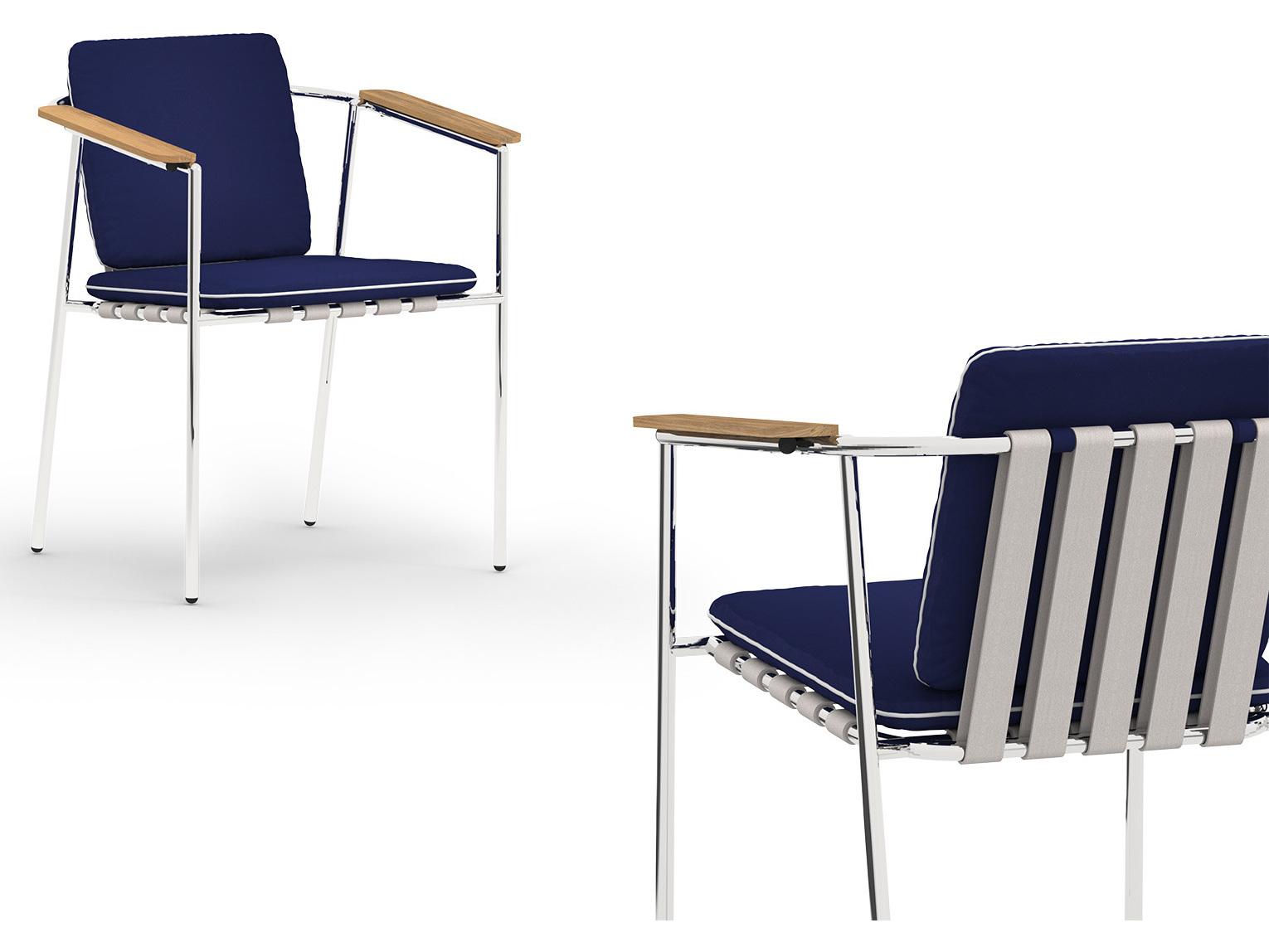 MamaGreen Albatross Stainless Steel Outdoor Patio Dining Arm Chair - Mirror Polished