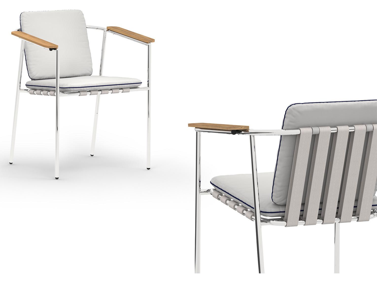 MamaGreen Albatross Stainless Steel Outdoor Patio Dining Arm Chair - Mirror Polished