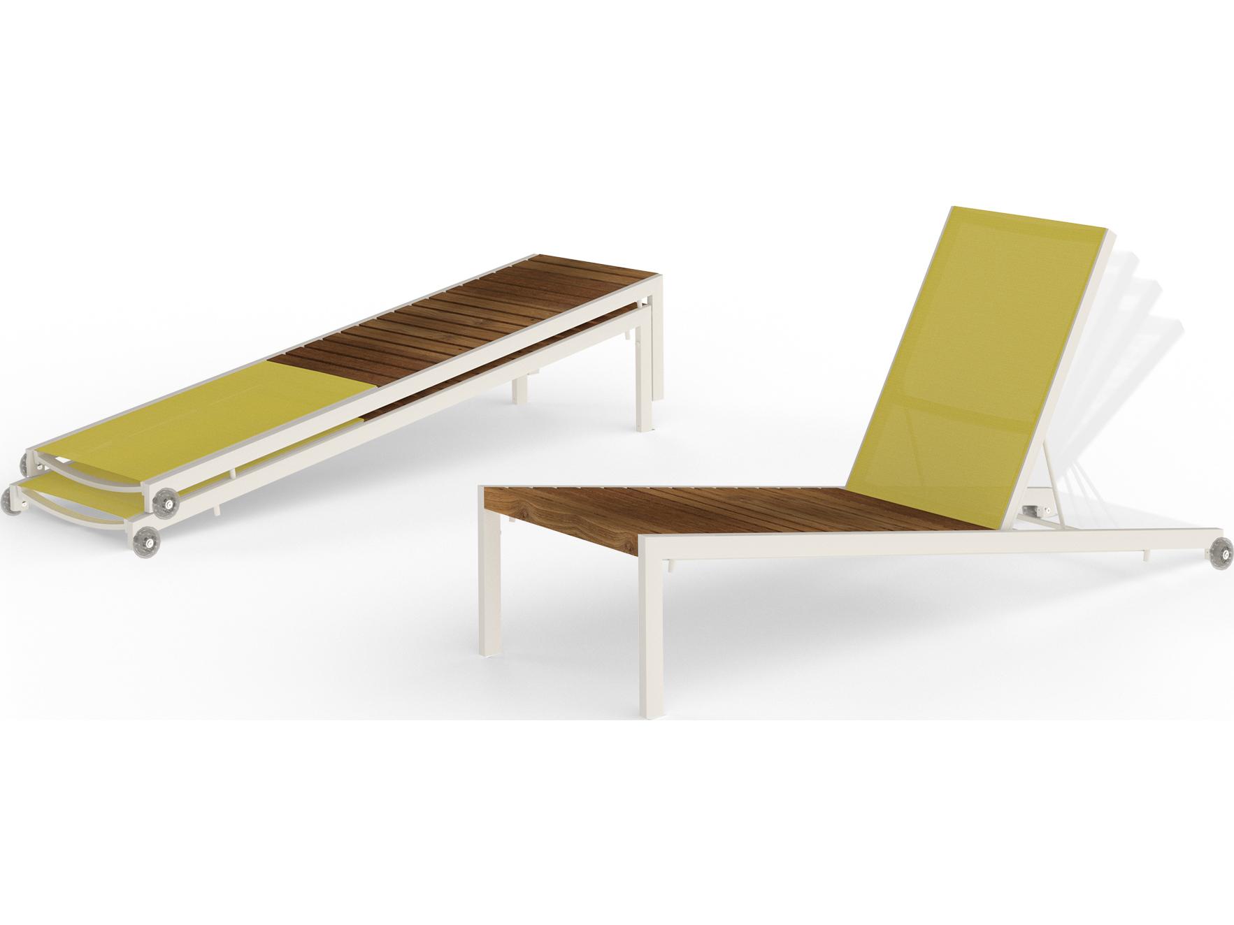 MamaGreen Bondi Sling Aluminum Teak Patio Chaise Lounge