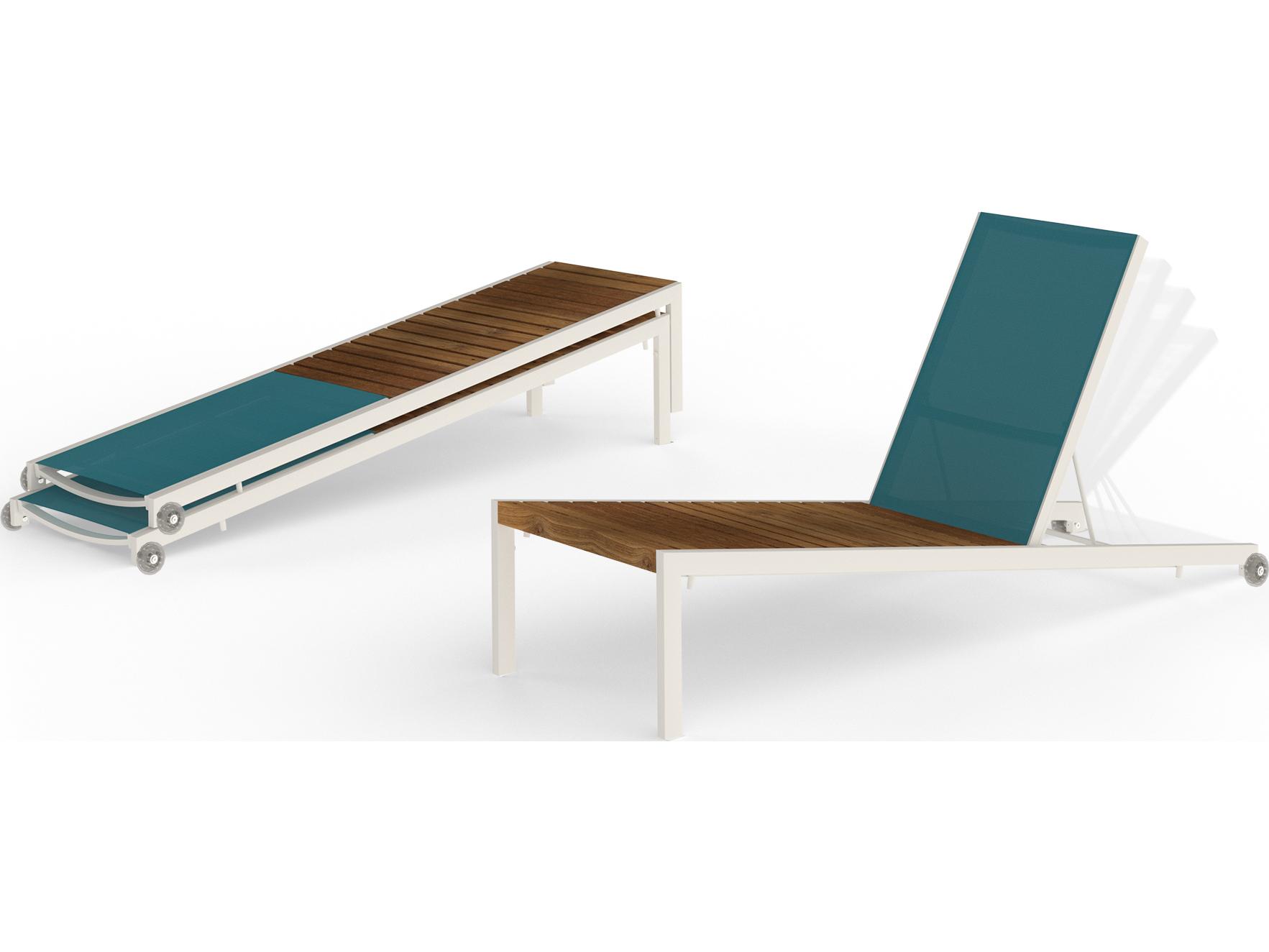 MamaGreen Bondi Sling Aluminum Teak Patio Chaise Lounge