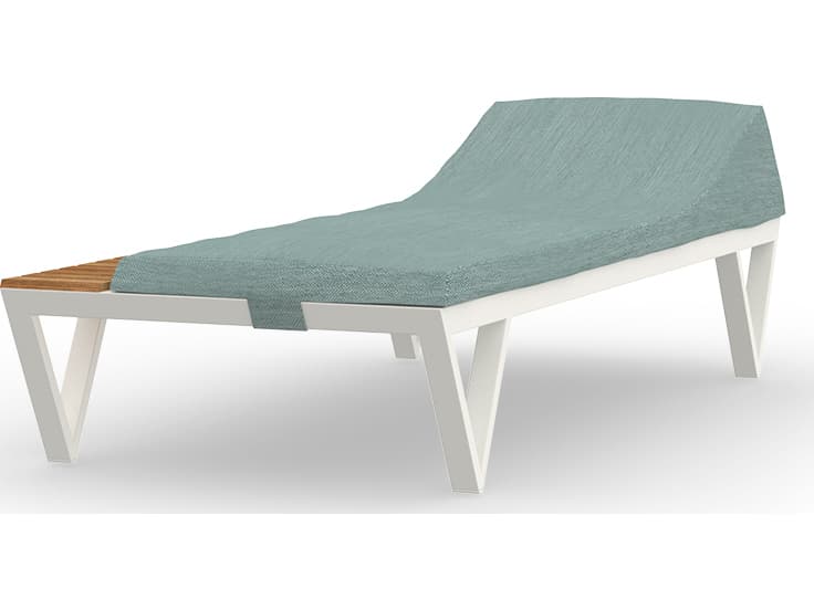 MamaGreen Bondi Cushion Aluminum Sunbed Outdoor Patio Chaise Lounge with Tray Teak