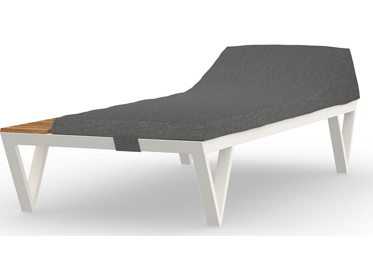 MamaGreen Bondi Cushion Aluminum Sunbed Outdoor Patio Chaise Lounge with Tray Teak