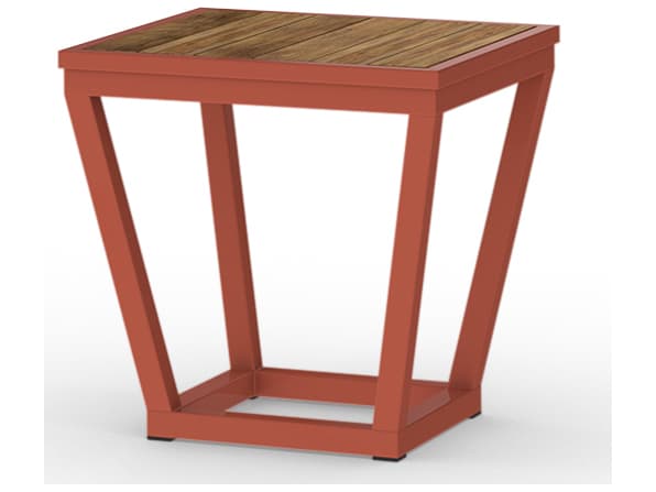 MamaGreen Bondi Aluminum Square Teak Top Patio Side Table