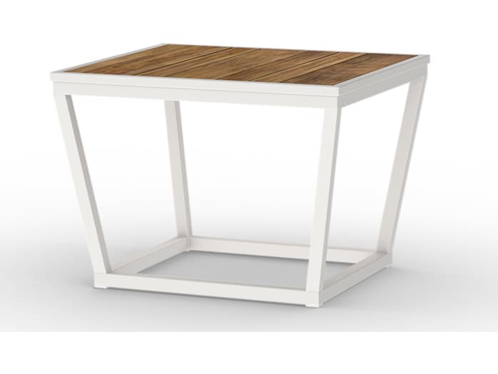 MamaGreen Bondi Aluminum Square Teak Top Outdoor Patio Coffee Table