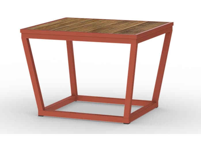 MamaGreen Bondi Aluminum Square Teak Top Outdoor Patio Coffee Table