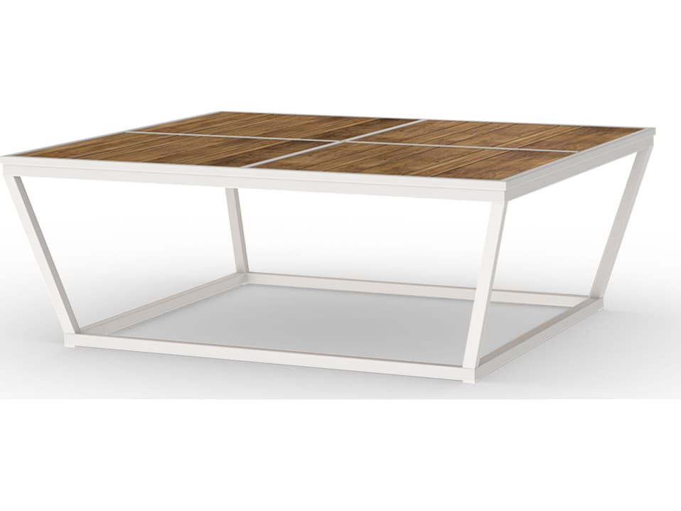 MamaGreen Bondi Aluminum Big Square Teak Top Outdoor Coffee Table