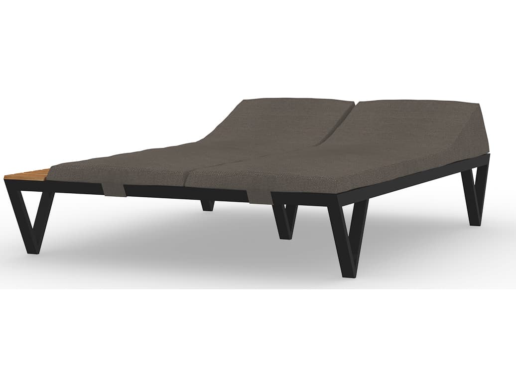 MamaGreen Bondi Aluminum Sunbed Double Outdoor Chaise Lounge with Tray Teak
