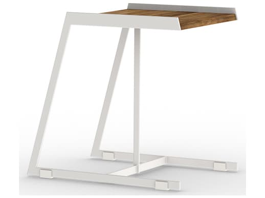 MamaGreen Bondi Aluminum Rectangular Teak Top C Patio Side Table