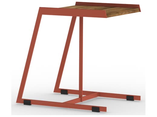 MamaGreen Bondi Aluminum Rectangular Teak Top C Patio Side Table