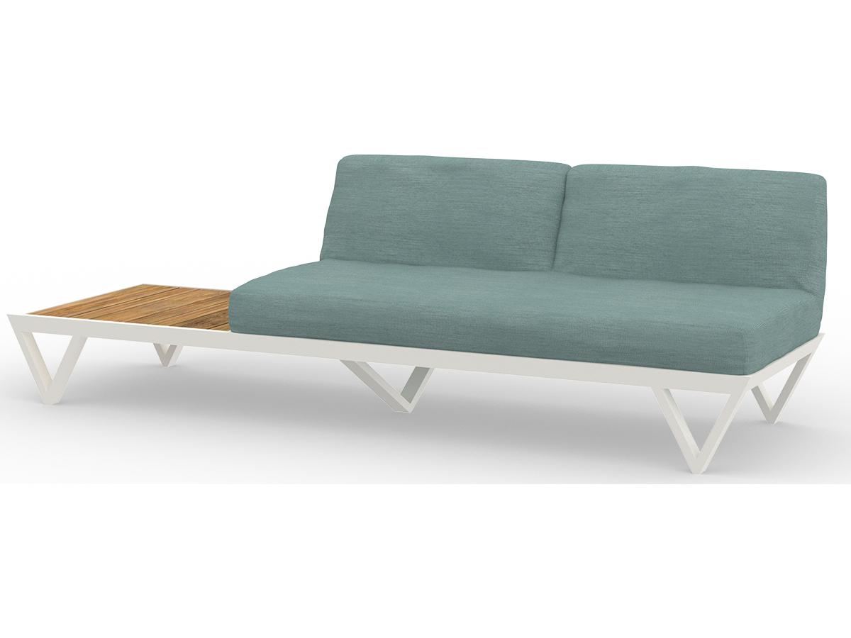 MamaGreen Bondi Belle Aluminum Sectional Outdoor Patio Loveseat with Teak Table