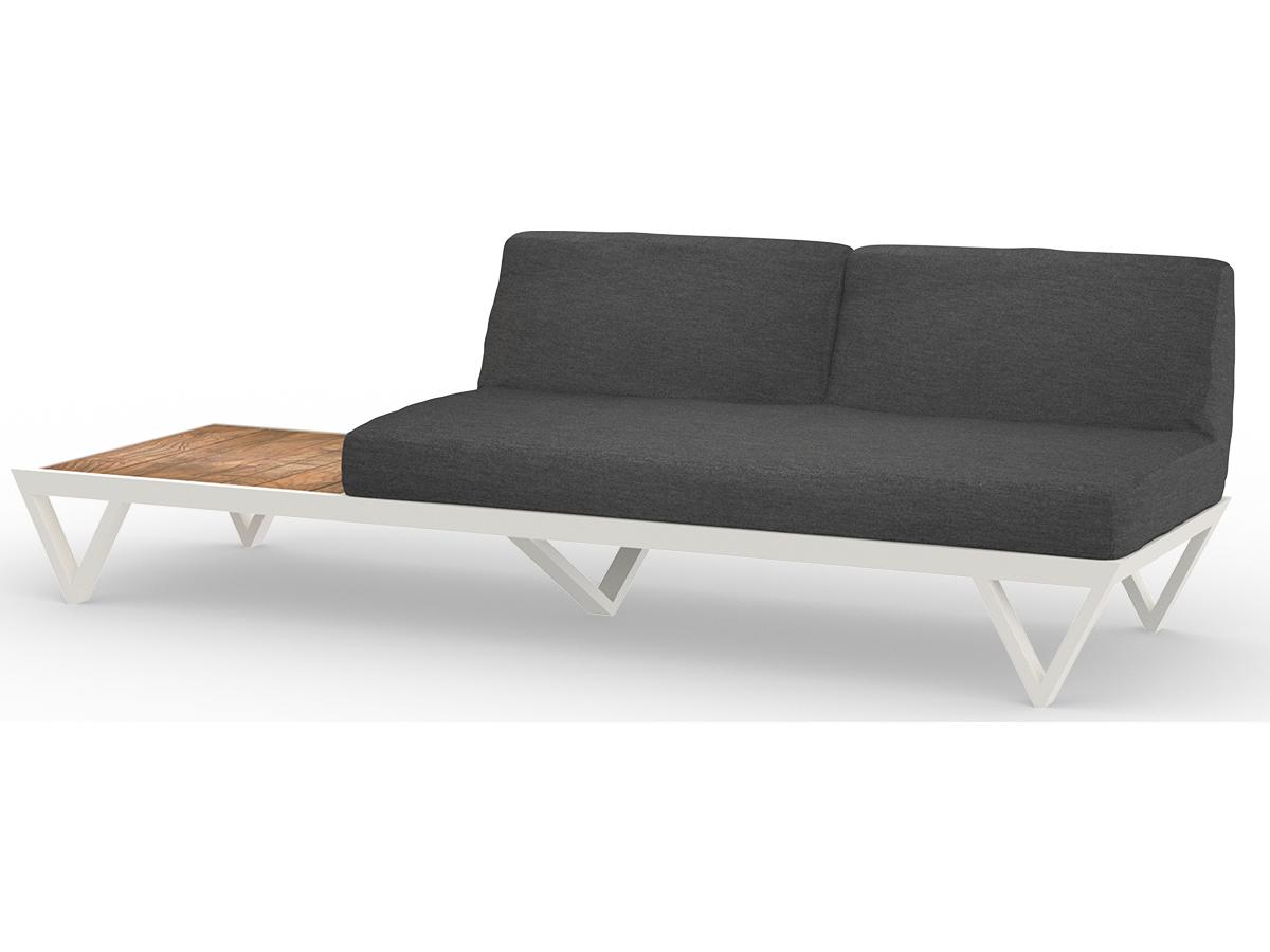 MamaGreen Bondi Belle Aluminum Sectional Outdoor Patio Loveseat with Teak Table