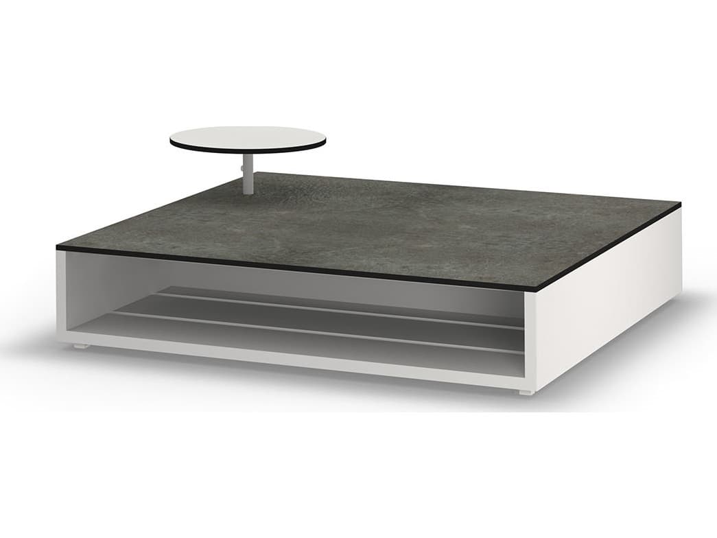 MamaGreen Boulevard Aluminum Square HPL Top Patio Coffee Table with Accent Table