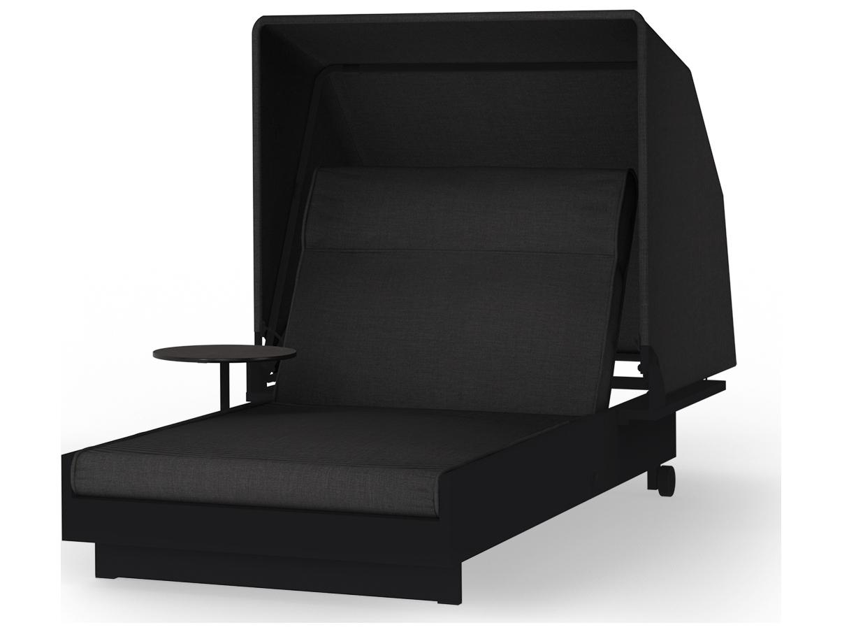 MamaGreen Boulevard Aluminum Sunbed Outdoor Patio Chaise Lounge with Canopy and Integrated Table