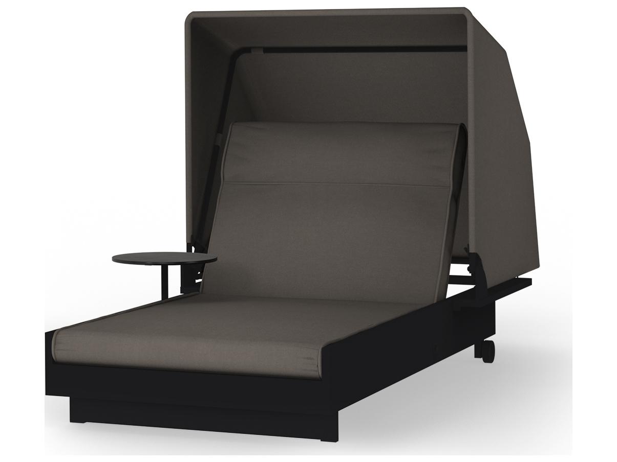 MamaGreen Boulevard Aluminum Sunbed Outdoor Patio Chaise Lounge with Canopy and Integrated Table