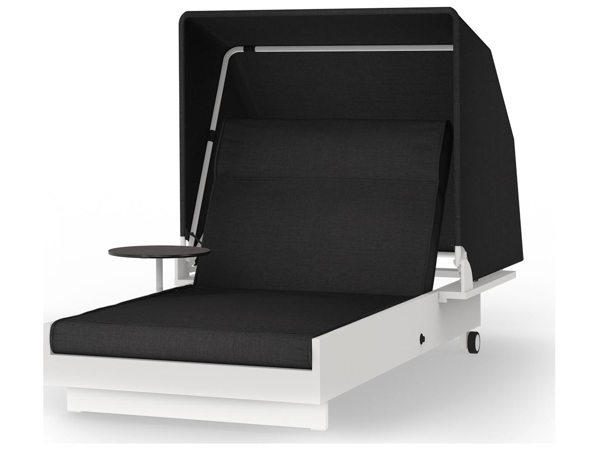 MamaGreen Boulevard Aluminum Sunbed Outdoor Patio Chaise Lounge with Canopy and Integrated Table
