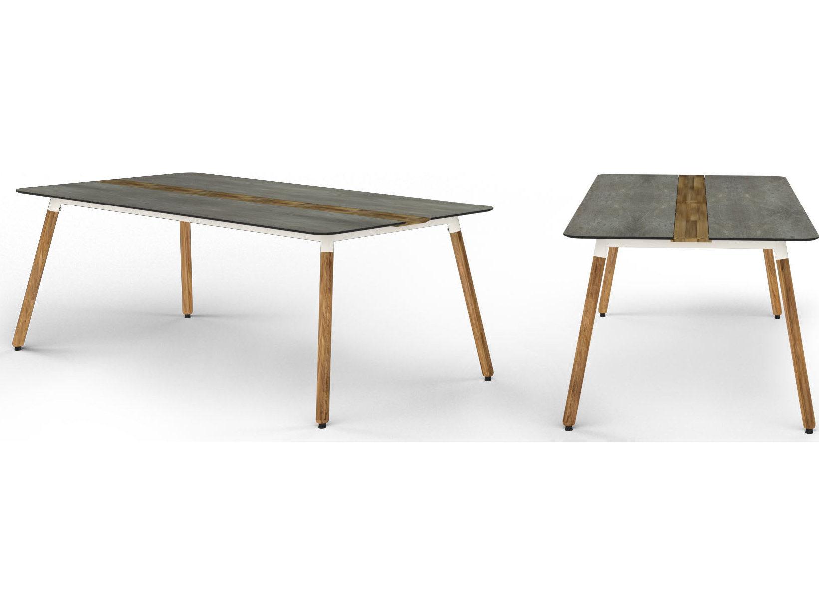 MamaGreen Daisy Aluminum Teak Rectangular HPL Top Patio Dining Table