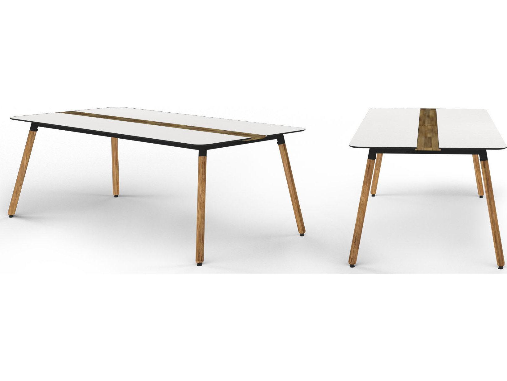 MamaGreen Daisy Aluminum Teak Rectangular HPL Top Patio Dining Table