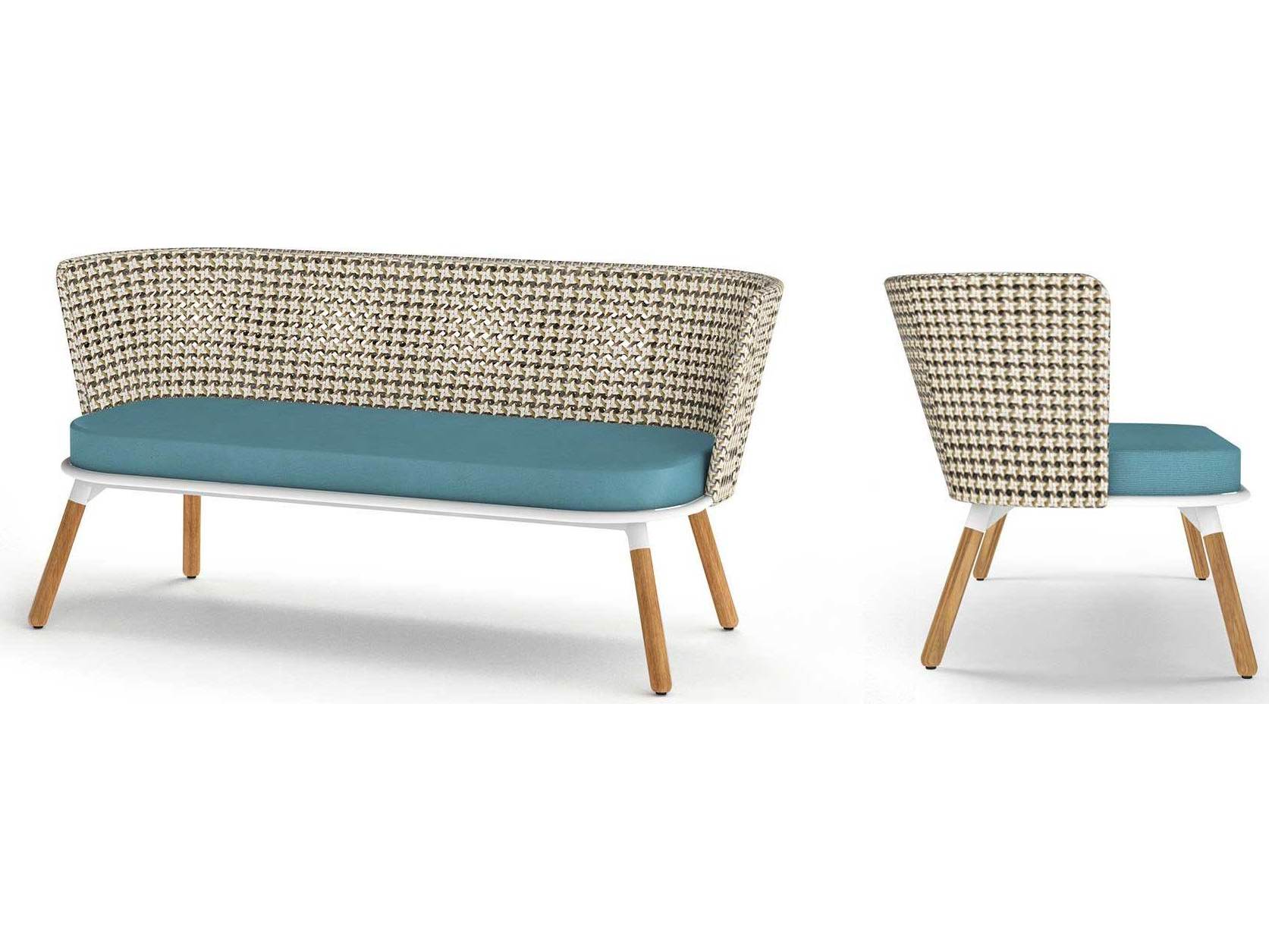 MamaGreen Daisy Mae Teak Wicker Patio Loveseat