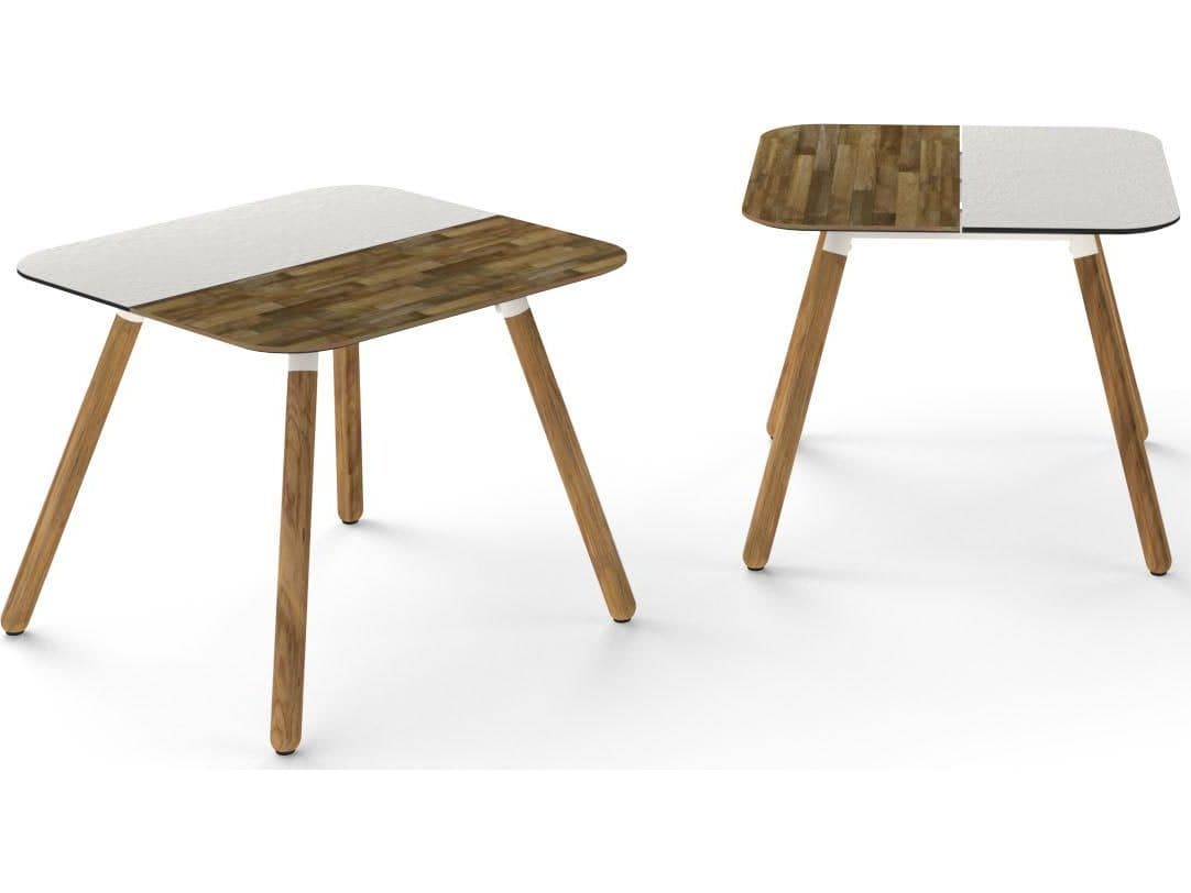 MamaGreen Daisy Aluminum Teak Square HPL Top Patio End Table