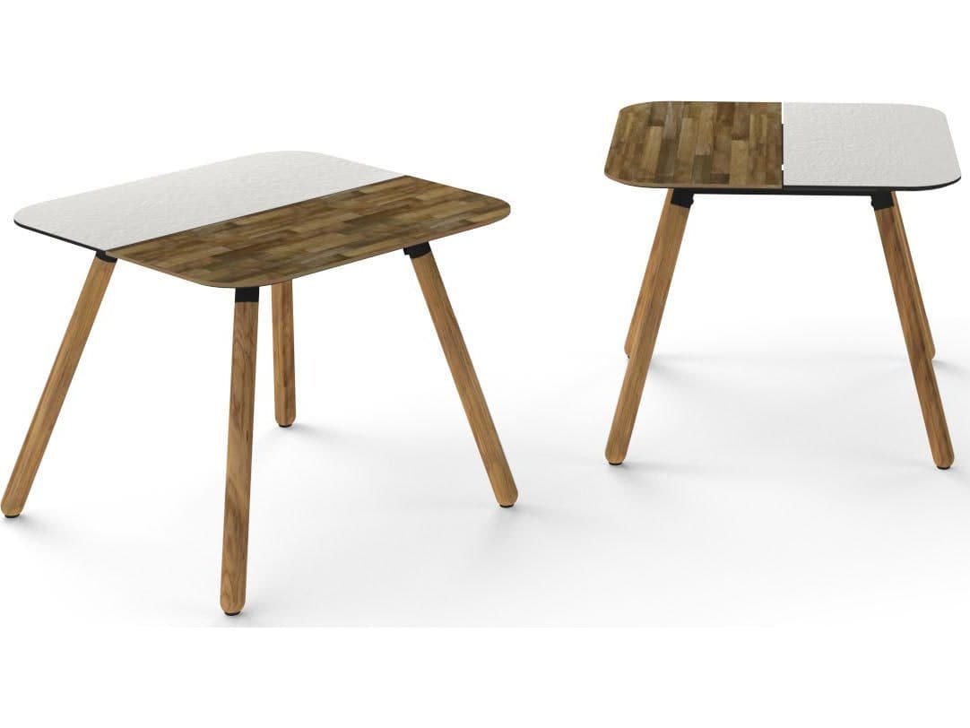 MamaGreen Daisy Aluminum Teak Square HPL Top Patio End Table
