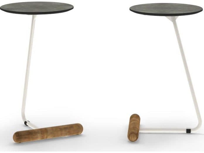 MamaGreen Daisy Steel Teak Round HPL Top C Outdoor End Table