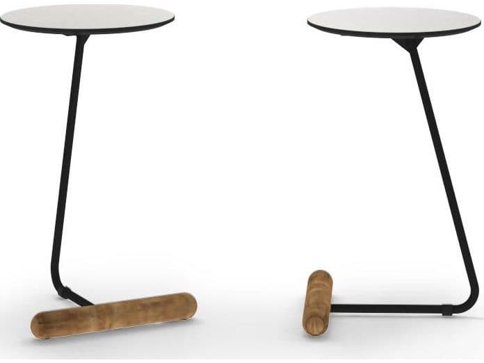 MamaGreen Daisy Steel Teak Round HPL Top C Outdoor End Table