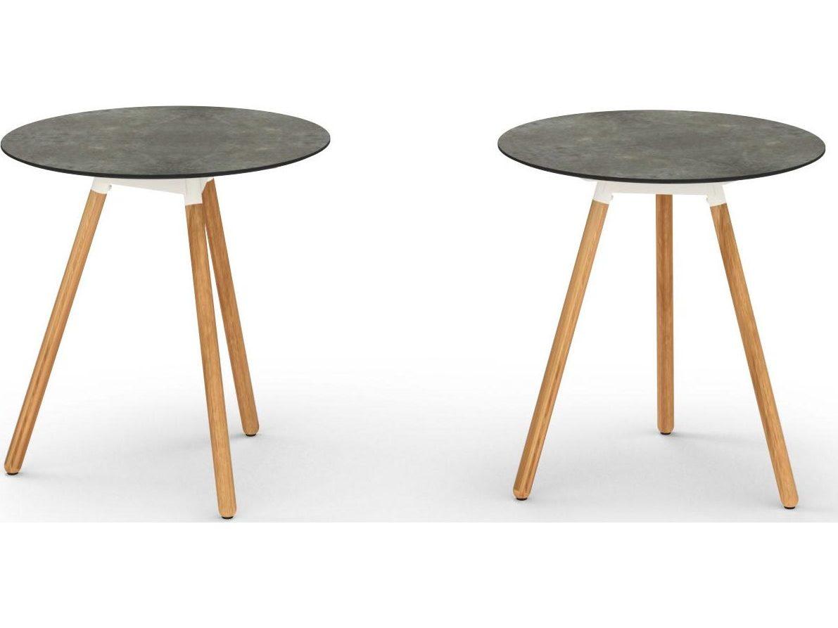 MamaGreen Daisy Aluminum Teak Round HPL Top Patio Counter Table