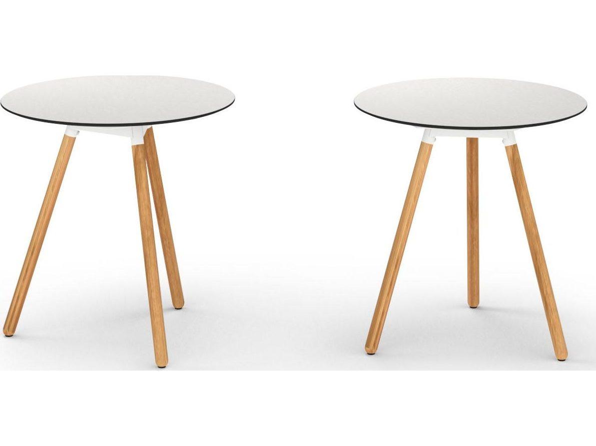 MamaGreen Daisy Aluminum Teak Round HPL Top Patio Counter Table