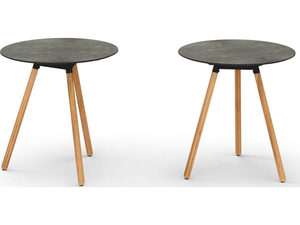 MamaGreen Daisy Aluminum Teak Round HPL Top Patio Counter Table