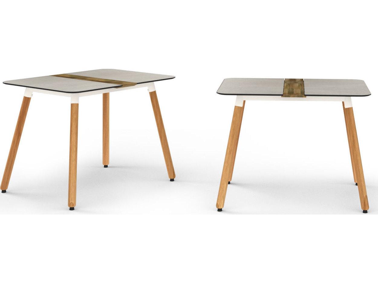 MamaGreen Daisy Aluminum Teak Rectangular HPL Top Patio Dining Table