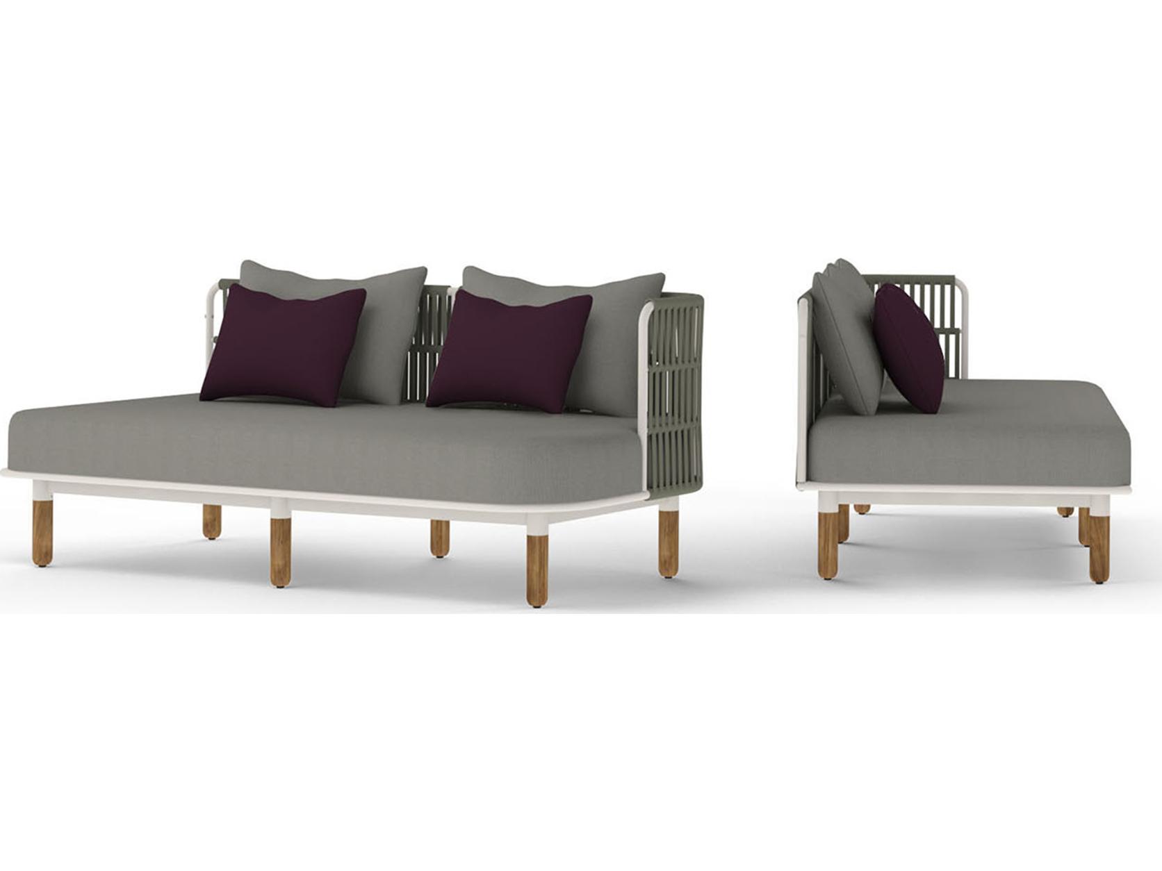 MamaGreen Daisy Rae Deep Seating Teak Rope Left Hand Outdoor Patio Loveseat