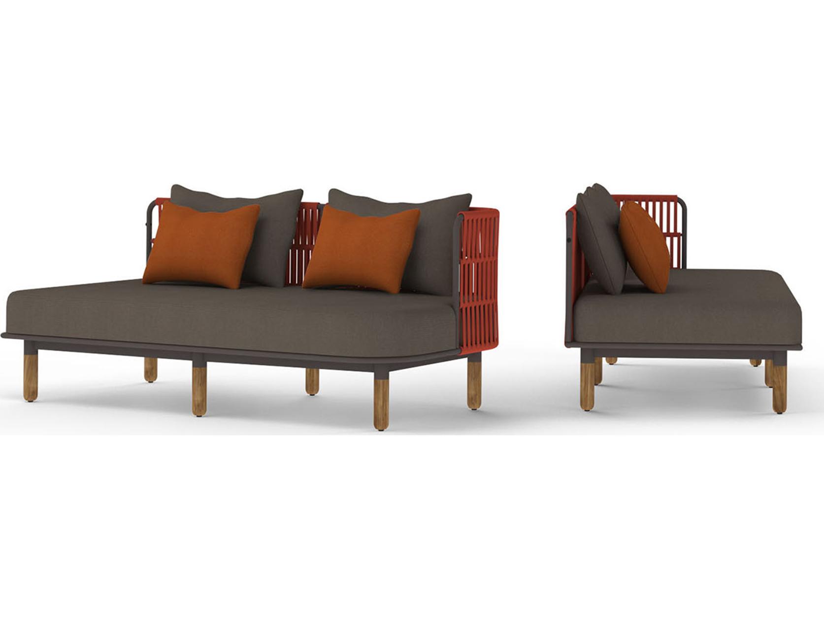 MamaGreen Daisy Rae Deep Seating Teak Rope Left Hand Outdoor Patio Loveseat