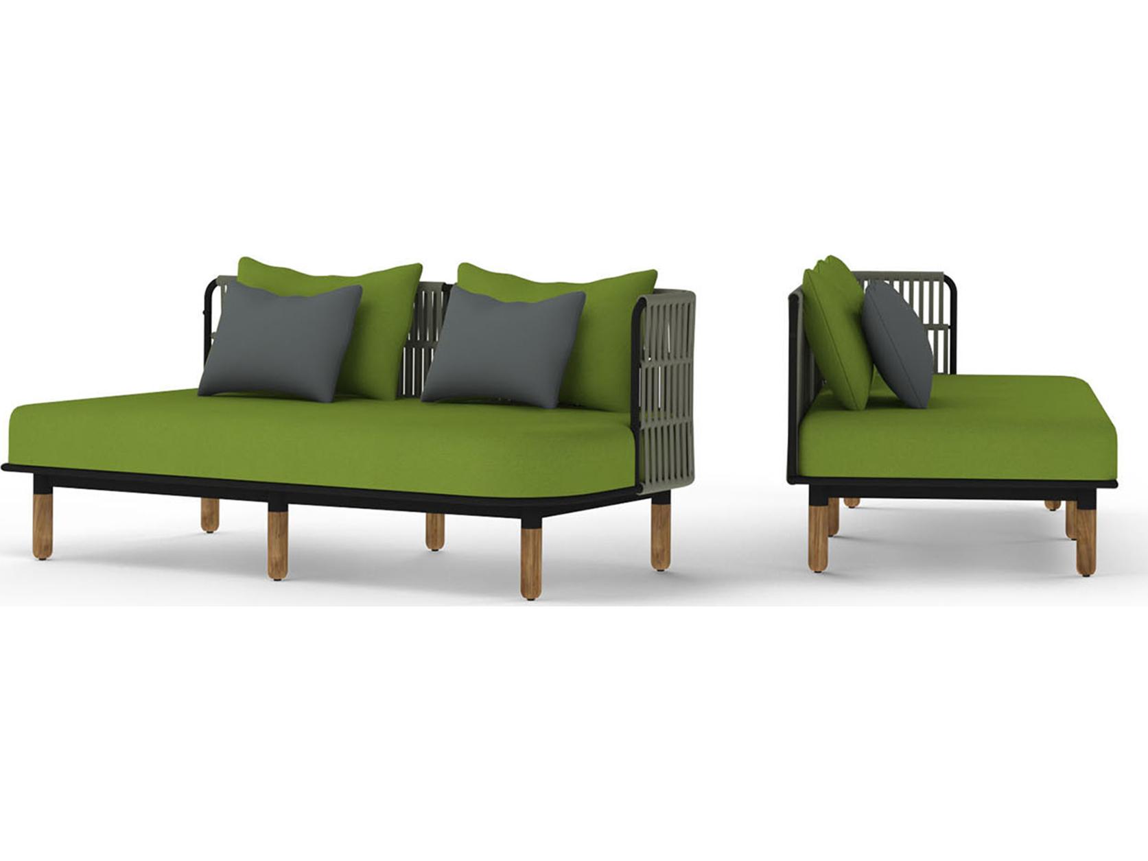 MamaGreen Daisy Rae Deep Seating Teak Rope Left Hand Outdoor Patio Loveseat