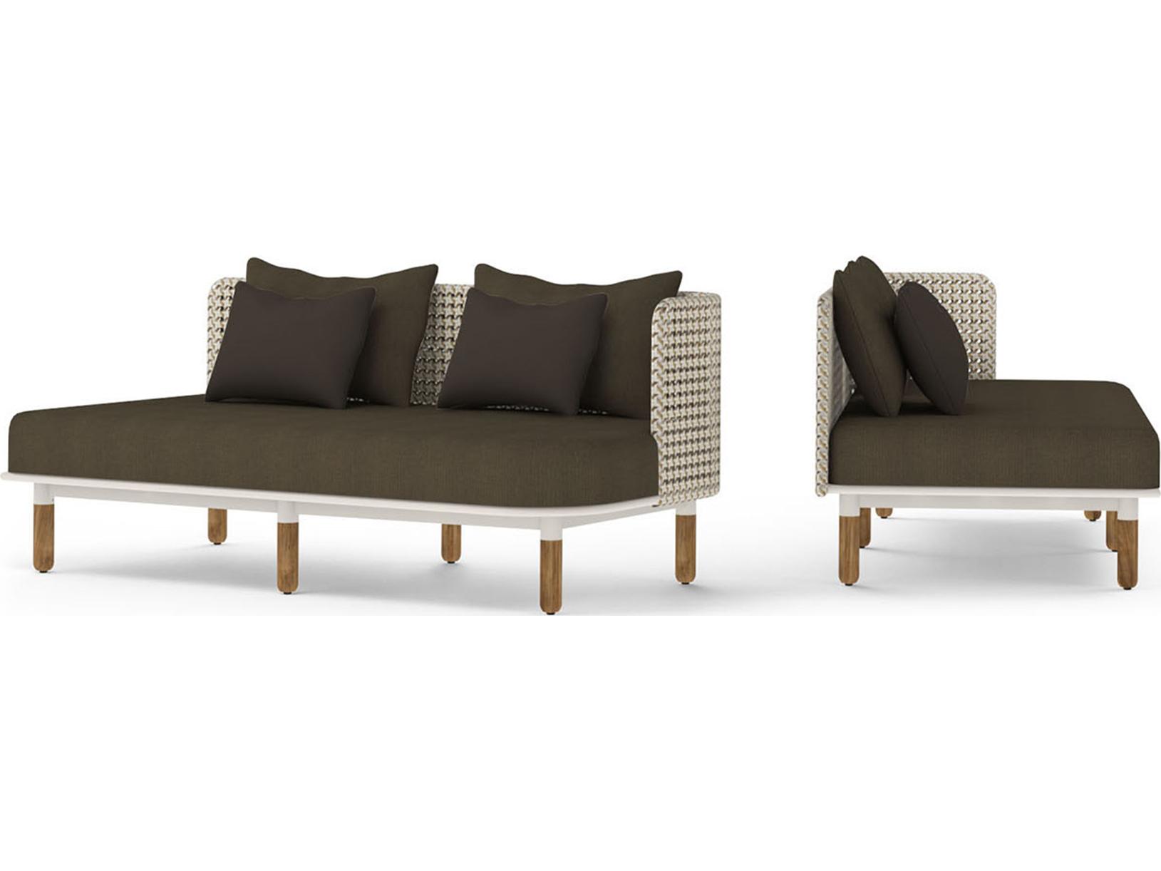 MamaGreen Daisy Mae Deep Seating Teak Wicker Left Hand Patio Loveseat