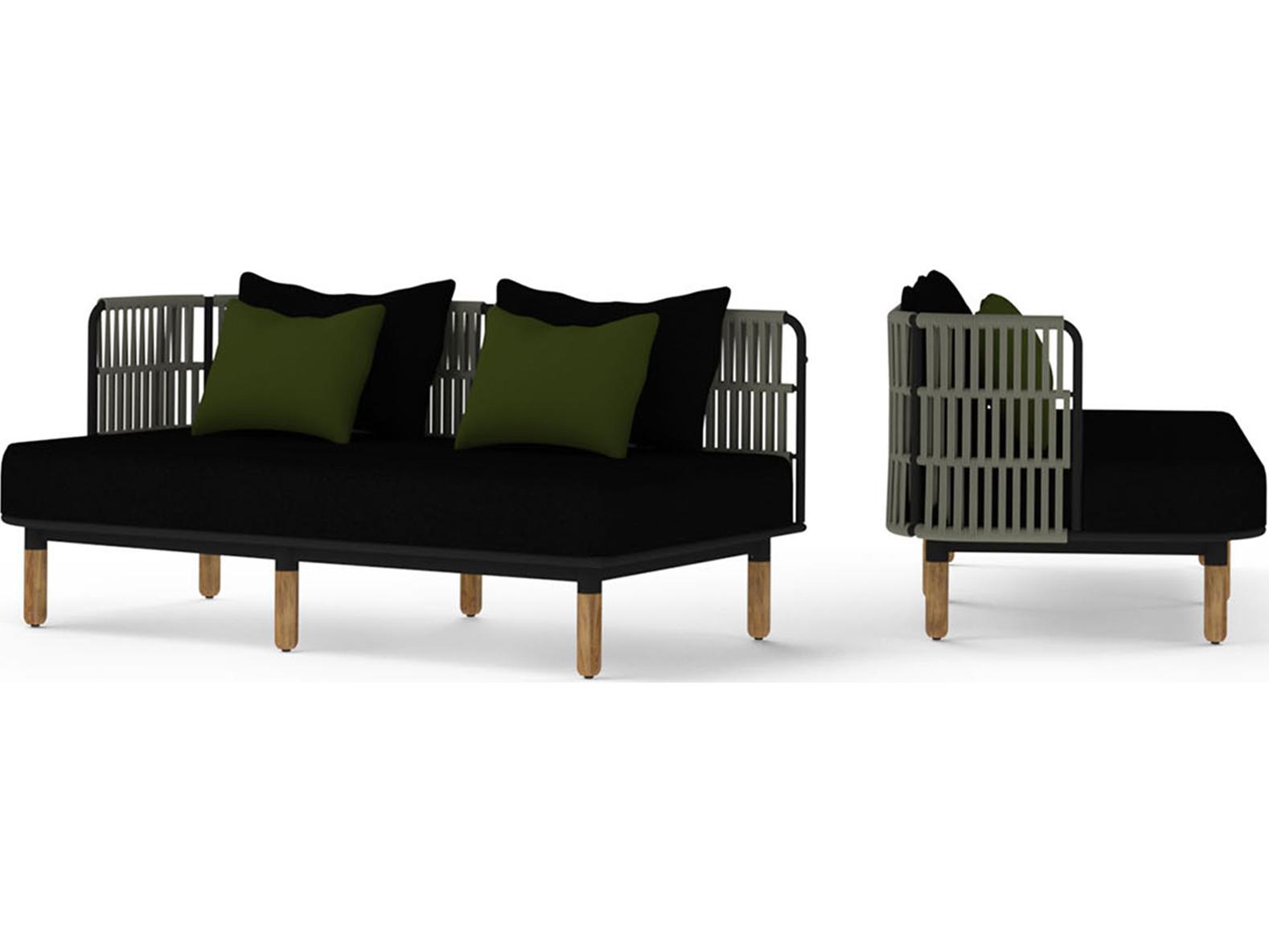 MamaGreen Daisy Rae Deep Seating Teak Rope Right Hand Outdoor Loveseat